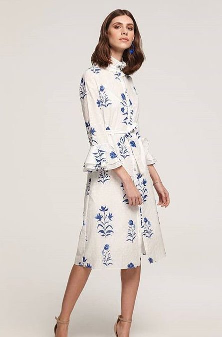 Beulah London Maia Shirt Dress in Floral Border Print